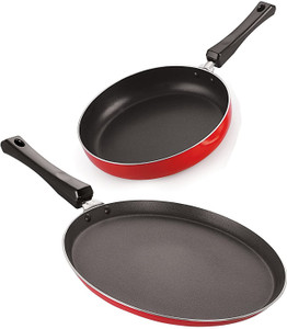 nirlon 3 layer non-stick coating non induction base aluminium cookware 2-piece set fry pan 295 cm diameter 0 l capacity aluminium non-stick