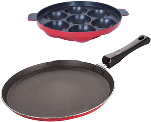 nirlon 3 layer non-stick coating non induction base aluminium cookware 2-piece set stew pan 26 cm diameter 12 l capacity aluminium non-stick