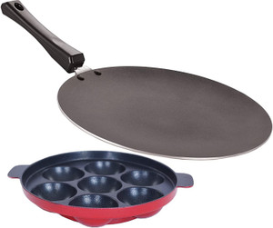 nirlon 3 layer non-stick coating non induction base aluminium cookware 2-piece set stew pan 24 cm diameter 12 l capacity aluminium non-stick