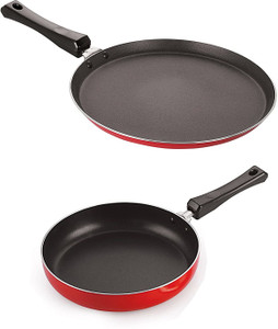 nirlon 3 layer non-stick coating non induction base aluminium cookware 2-piece set fry pan 27 cm diameter 15 l capacity aluminium non-stick