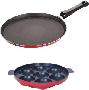 nirlon 3 layer non-stick coating non induction base aluminium cookware 2-piece set stew pan 24 cm diameter 25 l capacity aluminium non-stick