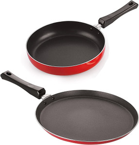 nirlon 3 layer non-stick coating non induction base aluminium cookware 2-piece set fry pan 26 cm diameter 12 l capacity aluminium non-stick
