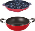 NIRLON 3 Layer Non-Stick Coating Non Induction Base Aluminium Cookware 2-Piece Set Curry Pan 29.5 cm diameter 1.2 L capacity (Aluminium, Non-stick)