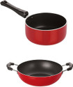 NIRLON 3 Layer Non-Stick Coating Non Induction Base Aluminium Cookware 2-Piece Set Curry Pan 28.5 cm diameter 1.2 L capacity (Aluminium, Non-stick)