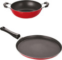 NIRLON 3 Layer Non-Stick Coating Non Induction Base Aluminium Cookware 2-Piece Set Curry Pan 28.5 cm diameter 1 L capacity (Aluminium, Non-stick)