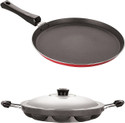 NIRLON 3 Layer Non-Stick Coating Non Induction Base Aluminium Cookware 2-Piece Set Stew Pan 24 cm diameter with Lid 1.1 L capacity (Aluminium, Non-stick)
