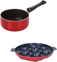 NIRLON 3 Layer Non-Stick Coating Non Induction Base Aluminium Cookware 2-Piece Set Sauce Pan 26 cm diameter 1 L capacity (Aluminium, Non-stick)