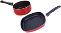NIRLON 3 Layer Non-Stick Coating Non Induction Base Aluminium Cookware 2-Piece Set Grill Pan 24 cm diameter 0 L capacity (Aluminium, Non-stick)