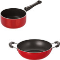 NIRLON 3 Layer Non-Stick Coating Non Induction Base Aluminium Cookware 2-Piece Set Curry Pan 20 cm diameter 1.5 L capacity (Aluminium, Non-stick)