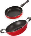 NIRLON 3 Layer Non-Stick Coating Non Induction Base Aluminium Cookware 2-Piece Set Curry Pan 27.5 cm diameter 1.8 L capacity (Aluminium, Non-stick)