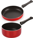 NIRLON 3 Layer Non-Stick Coating Non Induction Base Aluminium Cookware 2-Piece Set Sauce Pan 22 cm diameter 1.8 L capacity (Aluminium, Non-stick)