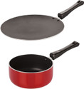 NIRLON 3 Layer Non-Stick Coating Non Induction Base Aluminium Cookware 2-Piece Set Sauce Pan 22 cm diameter 1.8 L capacity (Aluminium, Non-stick)