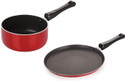 NIRLON 3 Layer Non-Stick Coating Non Induction Base Aluminium Cookware 2-Piece Set Sauce Pan 20 cm diameter 1.6 L capacity (Aluminium, Non-stick)
