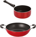 NIRLON 3 Layer Non-Stick Coating Non Induction Base Aluminium Cookware 2-Piece Set Curry Pan 18 cm diameter 1.8 L capacity (Aluminium, Non-stick)