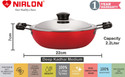 NIRLON 3 Layer Non-Stick Coating Non Induction Base Aluminium Cookware 2-Piece Set Curry Pan 22 cm diameter with Lid 0 L capacity (Aluminium, Non-stick)