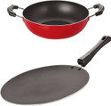 NIRLON 3 Layer Non-Stick Coating Non Induction Base Aluminium Cookware 2-Piece Set Curry Pan 27.5 cm diameter 0 L capacity (Aluminium, Non-stick)