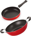 NIRLON 3 Layer Non-Stick Coating Non Induction Base Aluminium Cookware 2-Piece Set Curry Pan 28.5 cm diameter 1.5 L capacity (Aluminium, Non-stick)