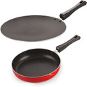 NIRLON 3 Layer Non-Stick Coating Non Induction Base Aluminium Cookware 2-Piece Set Fry Pan 28.5 cm diameter 1.2 L capacity (Aluminium, Non-stick)