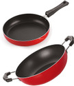 NIRLON 3 Layer Non-Stick Coating Non Induction Base Aluminium Cookware 2-Piece Set Curry Pan 27.5 cm diameter 1.5 L capacity (Aluminium, Non-stick)