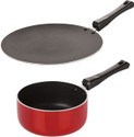 NIRLON 3 Layer Non-Stick Coating Non Induction Base Aluminium Cookware 2-Piece Set Sauce Pan 24 cm diameter 1.8 L capacity (Aluminium, Non-stick)
