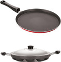 NIRLON 3 Layer Non-Stick Coating Non Induction Base Aluminium Cookware 2-Piece Set Stew Pan 27.5 cm diameter with Lid 1.2 L capacity (Aluminium, Non-stick)