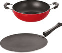 NIRLON 3 Layer Non-Stick Coating Non Induction Base Aluminium Cookware 2-Piece Set Curry Pan 20 cm diameter 1.5 L capacity (Aluminium, Non-stick)