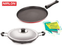 NIRLON 3 Layer Non-Stick Coating Non Induction Base Aluminium Cookware 2-Piece Set Stew Pan 27 cm diameter with Lid 0 L capacity (Aluminium, Non-stick)