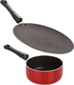 NIRLON 3 Layer Non-Stick Coating Non Induction Base Aluminium Cookware 2-Piece Set Sauce Pan 24 cm diameter 1.5 L capacity (Aluminium, Non-stick)