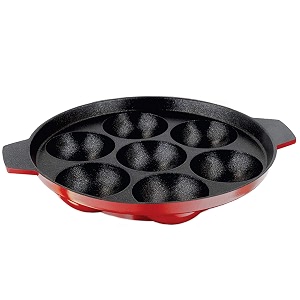 nirlon aluminium non-stick 7 cavity appam patrapaniyarakkal  paniyaram  appam pan  pan cake maker  ponganal maker  kuzhi paniyaram  paddu tawa3mm_clasic_ap7red