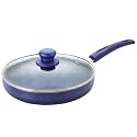 Nirlon Bling Aluminium Non-Stick Induction Base Fry Pan with Glass Lid, 24cm - 1.9 Liter [Color - Blue]