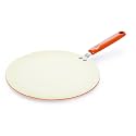Nirlon Ceramic Cooking Concave Roti Tawa 26cm,Heat-Resistant Handle, Heavy Guage 4mm Thick Aluminum Cookware for Induction/Gas Stove Top, 3-Layer Nonstick Coatings,Orange(Ceramic_Concave_Tawa 26cm)