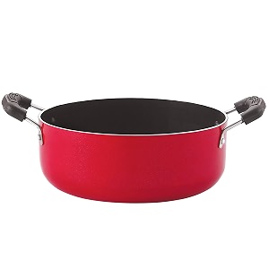 nirlon cook amp serve non stick casserole with bakelite handle red-26litre 22cm