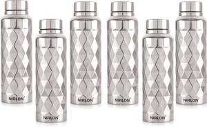 nirlon flo botttle single wall stainless steel water bottle 1000 ml steel bottle pack of 6 silver