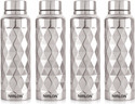 NIRLON Flo Botttle Single Wall Stainless Steel Water Bottle 1000 ml Steel Bottle (Pack of 4, Silver)