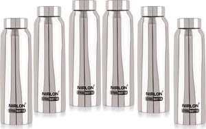 nirlon hikker bottle single wall stainless steel water bottle 1000 ml steel bottle pack of 6 silver