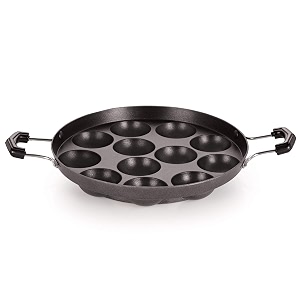 nirlon non-stick aluminium 12 cavity appam patrapaniyarakkal  paniyaram  appam pan  pan cake maker  ponganal maker  kuzhi paniyaram  paddu tawa with 2 side handle3mm_clasic_ap12_no_lid