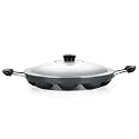 Nirlon Non-Stick Aluminium 12 Cavity Appam Paniyarakkal | Paniyaram | Appam Pan | Pan Cake Maker | Ponganal Maker | Paddu Tawa with with 2 Side Handle and Stainless Steel Lid(3mm_Classic AP12)