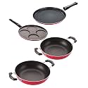 Nirlon Non-Stick Aluminium Cookware Essential Combo Gift Set of 4 Pieces with Bakelite Handle(2.6mm_FT13_KD10_KD13_UP4)
