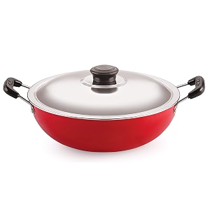 nirlon non stick aluminium dishwasher safe deep kadhaiwok with steel lid 26cm - 36 liter3mm_clasic_dkdj