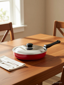 nirlon non-stick aluminium fry pan with stainless steel lid fry pan 25 cm diameter with lid 17 l capacity stainless steel non-stick