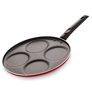 nirlon non stick aluminium mini pancakeuttapam tawa pan 265cm 4 cavity red