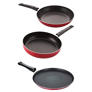 nirlon non stick coated heat resistance pfoa free aluminium kitchenware gift set of 3 pieces 26mm_ft11_tp_fp12