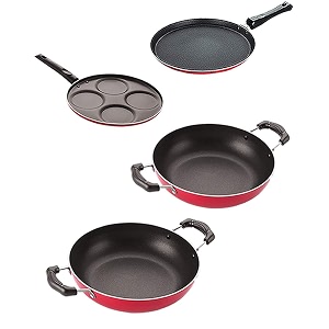 nirlon non stick cookware pots amp pan combo set of 4 pieces with bakelite handle 26mm_ft13_kd10_kd12_up4