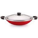 Nirlon Non Stick Aluminium Gas Compatible Appa Chatti/Appam Pan/kallu with Steel Lid 22.5cm - 1 LTR[3mm_Clasic_AC]