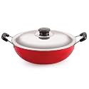 Nirlon Nonstick Aluminium Deep Fry Kadai/Wok 22cm with Stainless Steel Lid, Capacity 2.2 Litre[3mm_Clasic_DKD(M)]