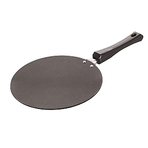 nirlon rotichpati concave tawa with heat-resistant handle heavy guage 3mm thickness aluminum cookware for inductiongas stove tops 3-layer nonstick coatingsind_range_concave_tawa 28cm