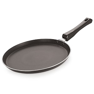 nirlon rotichpatidosa tawa with heat-resistant handle heavy guage 3mm thickness aluminum cookware for inductiongas stove tops 3-layer nonstick coatingsind_range_flat_tawa 26cm