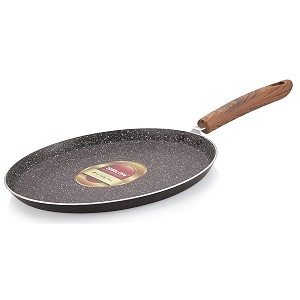 nirlon smoky wood non stick aluminium gas amp stovetops friendly flat dosa tawa 26cm color-blacksmoky_wood_flat_tawa26cm