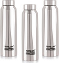 NIRLON Stainless Steel Fridge Water Bottle 1000 ml Steel Bottle (Pack of 3, Silver)