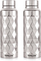 NIRLON Stainless Steel Fridge Water Bottle 1000 ml Steel Bottle (Pack of 2, Silver)